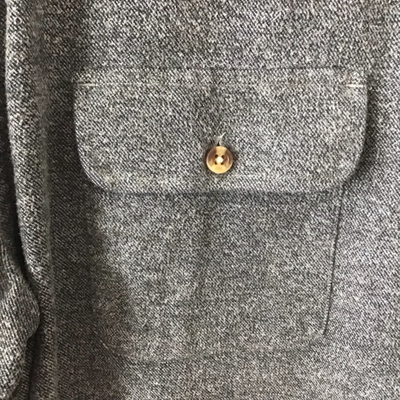 Gray 100% Cotton Heathered button up long sleeve top large - Picture 2 of 9